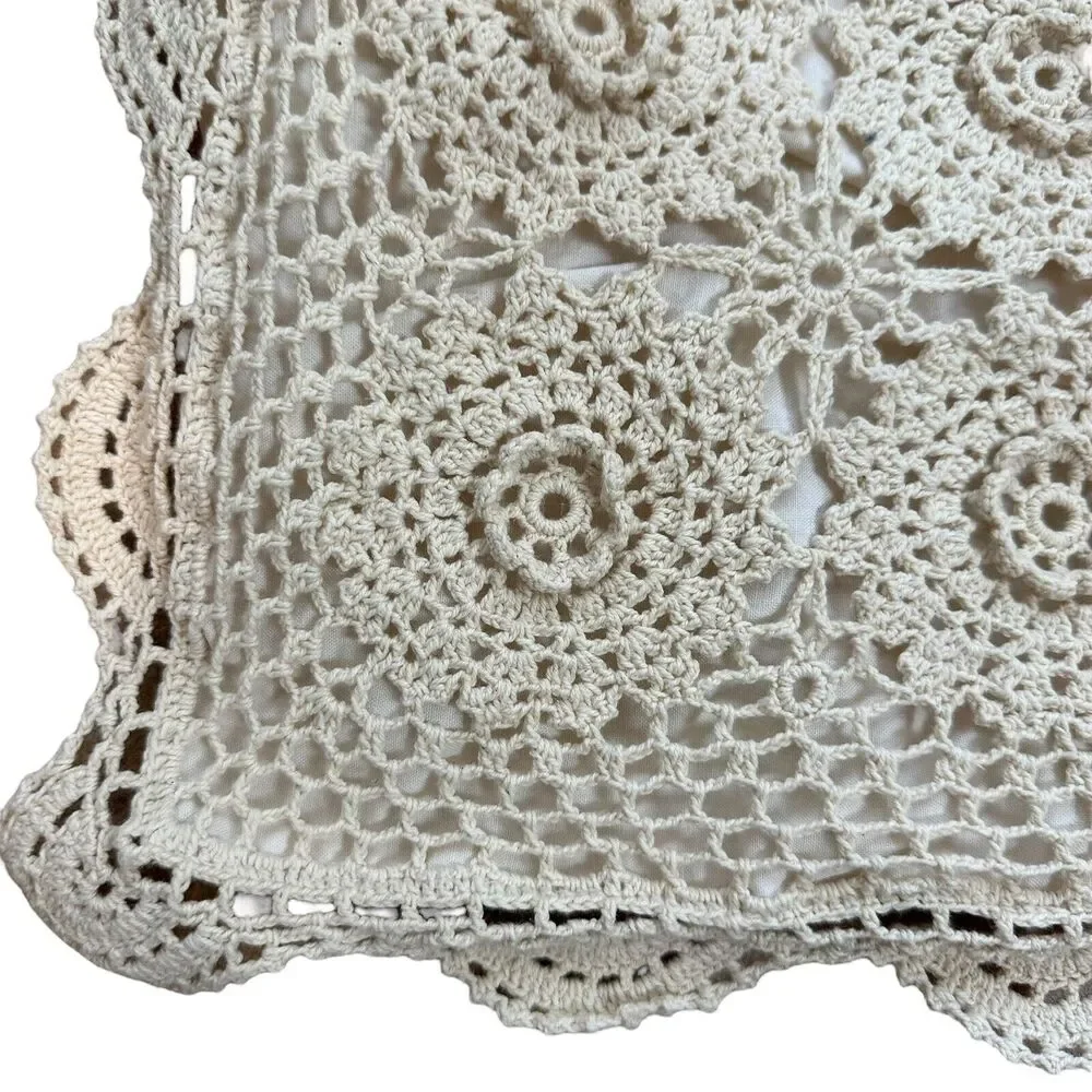 Crochet Pillow Sham Pillow Case Queen/Twin Neutral